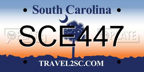 SCE447 South Carolina License Plate