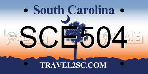 SCE504 South Carolina License Plate