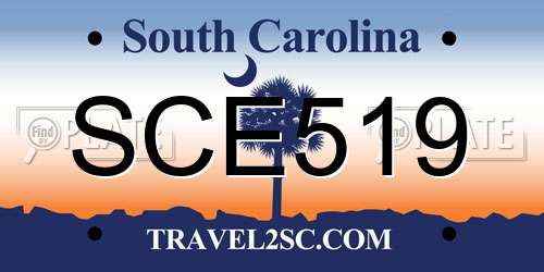 SCE519 South Carolina License Plate