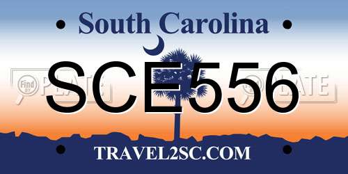 SCE556 South Carolina License Plate