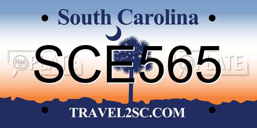 SCE565 South Carolina License Plate