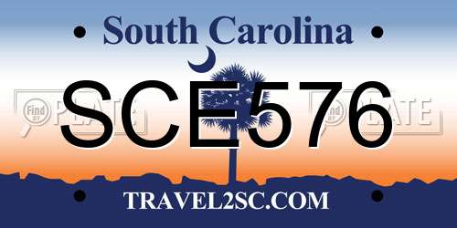 SCE576 South Carolina License Plate