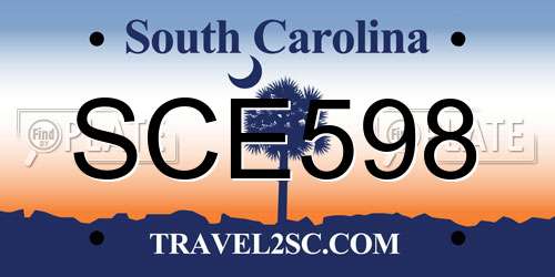 SCE598 South Carolina License Plate