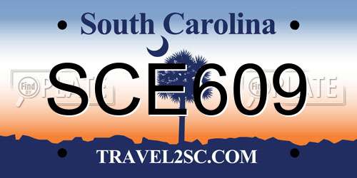SCE609 South Carolina License Plate