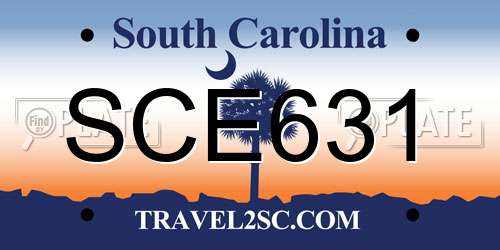 SCE631 South Carolina License Plate