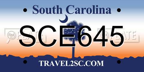 SCE645 South Carolina License Plate