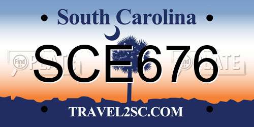 SCE676 South Carolina License Plate