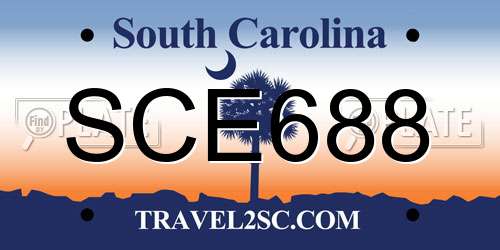SCE688 South Carolina License Plate