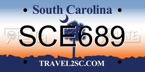 SCE689 South Carolina License Plate