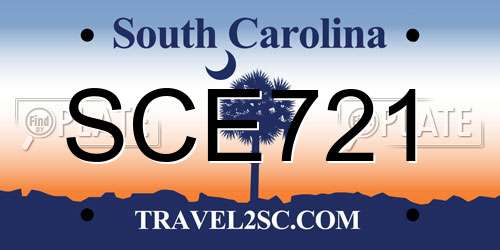 SCE721 South Carolina License Plate