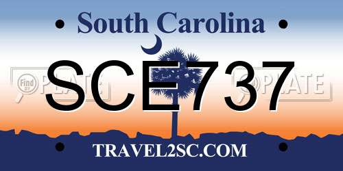 SCE737 South Carolina License Plate