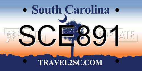 SCE891 South Carolina License Plate