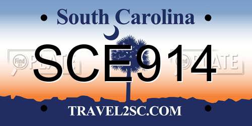 SCE914 South Carolina License Plate