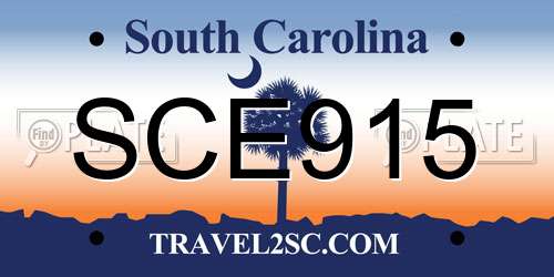 SCE915 South Carolina License Plate