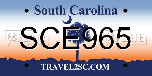 SCE965 South Carolina License Plate