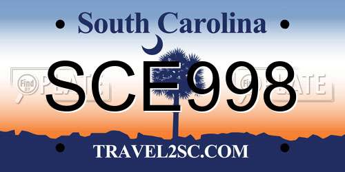 SCE998 South Carolina License Plate