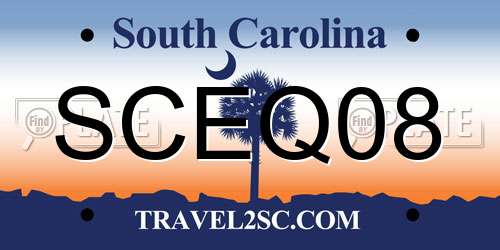 SCEQ08 South Carolina License Plate