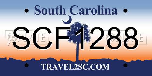 SCF1288 South Carolina License Plate