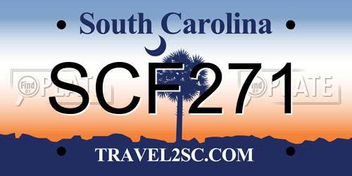 SCF271 South Carolina License Plate