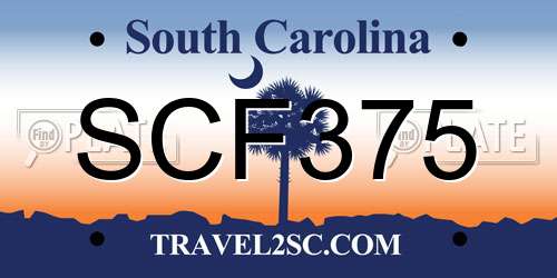SCF375 South Carolina License Plate