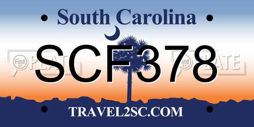 SCF378 South Carolina License Plate