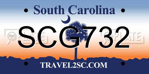 SCG732 South Carolina License Plate