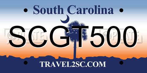 SCGT500 South Carolina License Plate