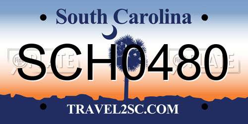 SCH0480 South Carolina License Plate