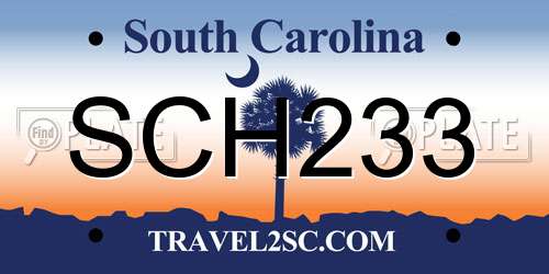 SCH233 South Carolina License Plate