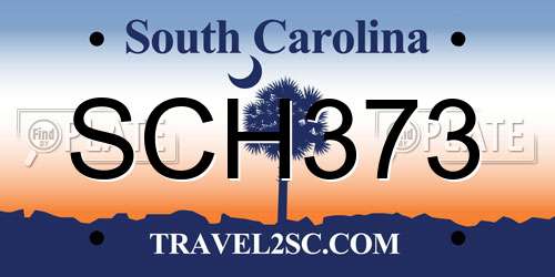 SCH373 South Carolina License Plate