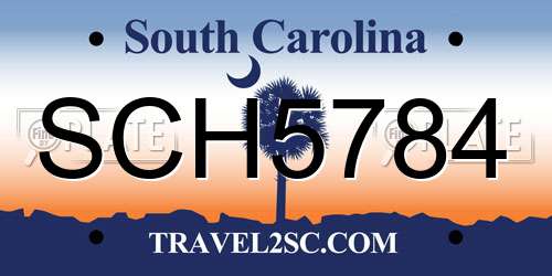 SCH5784 South Carolina License Plate