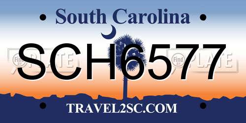 SCH6577 South Carolina License Plate