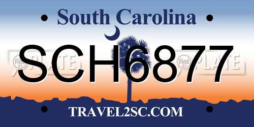 SCH6877 South Carolina License Plate