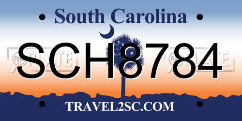 SCH8784 South Carolina License Plate