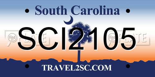 SCI2105 South Carolina License Plate