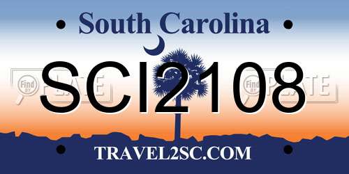 SCI2108 South Carolina License Plate