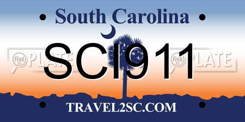 SCI911 South Carolina License Plate