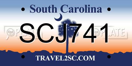 SCJ741 South Carolina License Plate