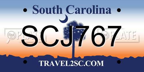 SCJ767 South Carolina License Plate