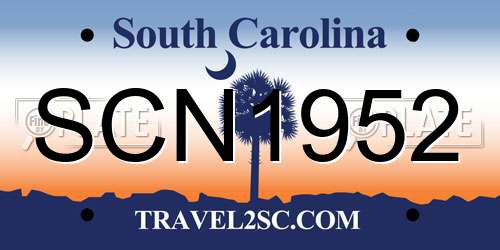 SCN1952 South Carolina License Plate