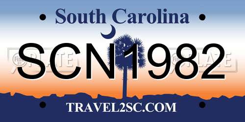 SCN1982 South Carolina License Plate