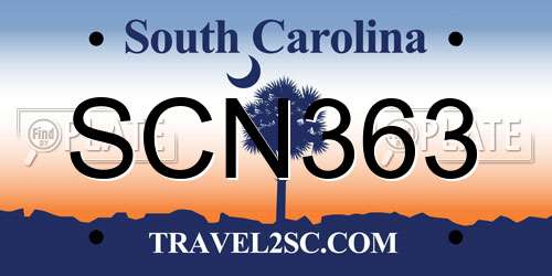 SCN363 South Carolina License Plate