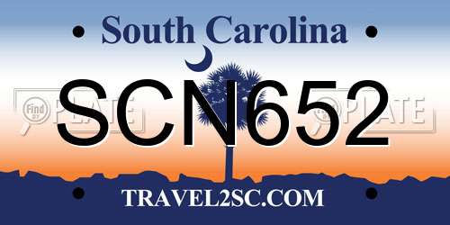 SCN652 South Carolina License Plate