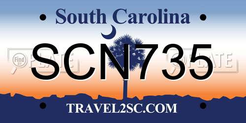 SCN735 South Carolina License Plate
