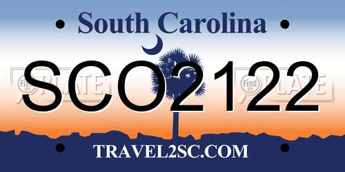 SCO2122 South Carolina License Plate
