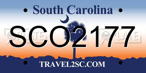 SCO2177 South Carolina License Plate
