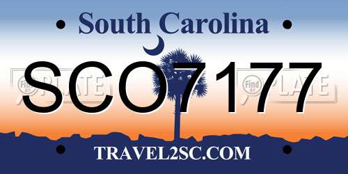 SCO7177 South Carolina License Plate