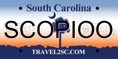 SCOPIOO South Carolina License Plate