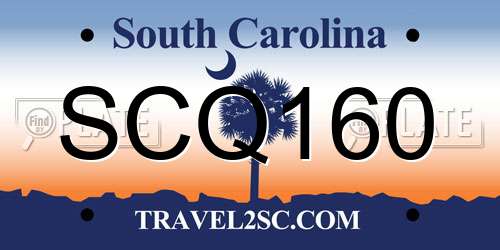 SCQ160 South Carolina License Plate