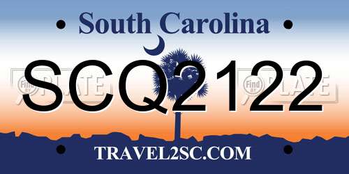 SCQ2122 South Carolina License Plate